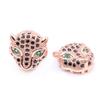 Pulsera de cuentas con cabeza de leopardo de circonita negra micro incrustada, accesorios de cuentas, cuentas de circonita, accesorios para pulseras de joyería DIY