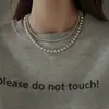 Collar de Perlas Gris Platino, Cadena de Suéter de Lujo Ligero de Nicho para Mujer, Nuevo Collar Gargantilla Popular 2024