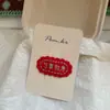 Novo Estilo Coreano Grampo de Cabelo de Tecido Tricotado Feito à Mão para Crianças Clipe Vermelho Bordado para Franja Lateral Acessório de Cabelo Versátil