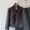Xale de Tricô Ins Original Coreano Outono e Inverno para Mulheres 2025 Design de Nicho Cor Pura Versátil Proteção para o Pescoço Lenço Triângulo Tendência