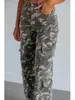 Jeans de Trabajo Camuflaje Vintage Nuevos Transfronterizos 2026 para Mujer, de Cintura Alta, Pierna Ancha, Multibolsillos, Desgastados, Pierna Recta