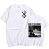 Moda Masculina Berserk Guts Camiseta de Algodão Top Mangá Espadachim
