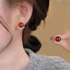 Pendientes de perlas y diamantes de lujo ligeros de estilo japonés y coreano, diseño de mujer, pendientes de moda sencillos con forma de corona, pendientes de temperamento con aguja plateada