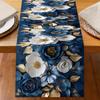 Camino de Mesa Estampado Estilo Pintura al Óleo Europea y Americana al por Mayor Transfronterizo, Mantel Floral Personalizado, Tapete de Mesa para el Hogar, Tapete de Mesa Resistente a Manchas y Aislante al Calor