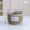 Maceta redonda de paja de fábrica, cesta de flores, cesta de mimbre de ratán, maceta verde carnosa, cesta de flores tejida a mano