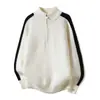 Suéter de media cremallera 2026 para hombre, tejido de cuello alto, suéter simple de lana, suéter pullover de bloques de color para hombre