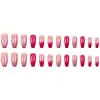 Uñas Francesas Trapezoidales Rojas Cereza Brillantes Postizas, Estilo Commuter de Comercio Exterior, Arte de Uñas que Ilumina la Piel, Uñas Postizas de 24 Piezas al por Mayor en Stock