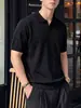 Directo de fábrica, camisa de punto casual para hombre estilo coreano, color sólido, primavera-verano 2026, corte holgado, versátil, para pareja, cuello de solapa, manga corta