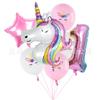 Juego de 7 globos de látex de aluminio con diseño de unicornio arcoíris degradado de 32 pulgadas, decoración digital para fiestas de cumpleaños