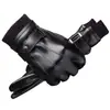 Guantes de Cuero para Hombre de Invierno para Motocicleta, Resistentes al Viento, al Frío, Impermeables, Cálidos y de Terciopelo, Guantes Engrosados con Pantalla Táctil de Invierno