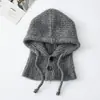 Novo Estilo Chapéu Balaclava de Fio de Laço e Cachecol de Pescoço Tudo-em-Um Feminino Outono e Inverno Lã Mesclada Tricotado Quente Chapéu para Frio
