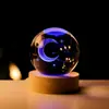 Luz Noturna de Bola de Cristal Gravada em 3D Estéreo Transfronteiriça Luz Colorida Base de Madeira Decoração de Mesa de Quarto Presente da Temporada de Formatura