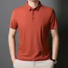 Camisa Polo de Seda de Hielo Sin Costuras de Alta Gama Talla Grande para Hombre Multicolor Tendencia Verano 2025 Marca Polo con Cuello Camisero Manga Corta de Negocios para Hombre