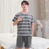 Pijama Masculino de Verão, Shorts de Manga Curta de Verão, Roupa para Casa, Conjuntos Finos Casuais Esportivos Frescos e Largos Atacado
