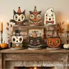 Bestseller transfronteiriço Decorações de mesa de madeira para Halloween: fantasma, gato preto, abóbora, coruja itens para vitrine de casa