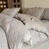 Juego de ropa de cama de alta gama de cuatro piezas en jacquard de algodón puro, algodón puro, ropa de cama lujosa, juego de sábana y funda de edredón, adecuado para todas las estaciones