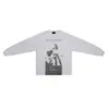 Erd Melancolia Rico Vintage Lavado Estampa Rachada Quadrinhos Waffle Unissex Manga Longa Camiseta Camada Base Tendência