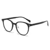 Nuevo marco de gafas redondo artístico estilo coreano retro con remaches, gafas planas casuales y de moda con bloqueo de luz azul WM81167