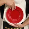 Conjunto de Pratos com Pontos de Contas em Relevo Pratos e Louças de Cerâmica Vermelha Atacado Tigelas de Arroz Domésticas Tigelas de Sopa Pratos e Louças de Alto Valor