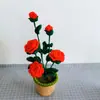 Decoraciones de Interior Tejidas a Mano Similares al Estilo Xiaohongshu, Macetas de Flores Artificiales de Hilo de Ganchillo, Adornos de Flores Artificiales