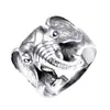 Venta al por mayor de joyería vintage europea y americana, anillos de acero inoxidable, anillo de elefante único y audaz para hombre