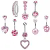 Estilo Nuevo Europeo y Americano Forma de Corazón Rosa Piercing de Ombligo Botón del Ombligo Múltiples Estilos Venta Caliente Acero Inoxidable Incrustado con Circonita Joyería para Piercing Joyería de Ombligo