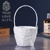 Cesta de Flores para Boda Estilo Western Nuevo Europeo y Americano Cesta de Flores para Niña de las Flores Cesta de Flores de Encaje con Flores de Perlas Cesta Pequeña Hecha a Mano para Llevar en la Mano