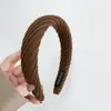 Faixa de cabeça de lã tricotada de aba larga alta para mulheres de rosto redondo, versátil, grampo de cabelo para fora de casa, adorno de cabeça, moda