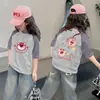 Camiseta de Verano para Niña de Manga Corta 100% Algodón Nuevo Estilo 2026 Camiseta Fina de Verano con Media Manga para Niños Niñas t