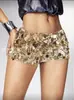 2026 Europeos y Americanos Transfronterizos Amazon Shein Punk para Mujer Sexy de Cintura Ultra Baja Brillantes Lentejuelas Mini Shorts