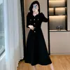 Vestido elegante de lujo ligero inspirado en Chanel transfronterizo, vestido largo de estilo francés Hepburn para otoño e invierno, entallado en la cintura y adelgazante