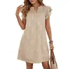 Vestido Floral Plissado de Manga Curta com Gola V e Duas Babados Estilo Verão Novo Tk Europeu e Americano