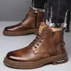 Botas Martin de caña alta para hombre de invierno con suelas gruesas, Zapatos de trabajo estilo británico, Antideslizantes, Resistentes al desgaste, Cálidos, Botines casuales