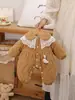 Enterizo acolchado de pato color caramelo para bebé en invierno, mameluco cálido con forro de polar, ropa de abrigo para recién nacido