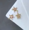 Relleno de Oro de 14K Zirconia Micro-Pavimentada Flor de Estrella de Cinco Puntas Luna Colgante Doble Colgante DIY Pendientes Pasador Accesorios Diseño Hecho a Mano