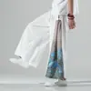 Calças Finas de Verão Masculinas Estilo Chinês Color Block Calças de Pernas Largas Moda Calça Saia Reta Calças Longas Casuais Masculinas Atacado