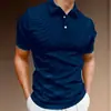 Camisa Polo de Verano Nueva Europea y Americana Transfronteriza Estampado Digital 3D Rayas Oscuras Camiseta Polo Casual de Manga Corta para Hombre