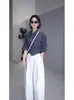 Camisa Xadrez Listrada Assimétrica de Manga Longa Estilo Francês Feminina 2025 Primavera e Outono Emagrecedora Camisa Estilo Ocidental Top Elegante