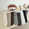 Calcetines de Algodón para Mujer de Media Caña Primavera y Otoño Raya Vertical Vintage Japonés Apilados Otoño e Invierno Color Sólido Calcetines Combinables