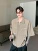 Camisa Nicho Estilo Herramientas con Cremallera Metálica para Hombre Nuevo Estilo Holgado Estilo Deconstruido Camisa Simple de Manga Corta