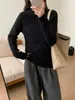 Nuevo Suéter de Estilo Coreano para Otoño e Invierno para Mujer, Jersey de Punto de Color Sólido de Cuello Alto, Estilo Holgado y Suave, Top de Mujer Estilo Perezoso
