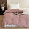 Capa de Edredom Peça Única Algodão Puro Algodão Lavado Série de Cores Iniciais Estilo Ins, Lençol de Cama e Lençol com Elástico Algodão Puro Estilo Nórdico Cor Sólida