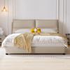 Cama Doble Cama Suave Cama de Arte de Cuero Ecológico Estilo Crema Simple Moderno Casa de Alquiler Apartamento Pequeño Hogar Cama Grande