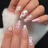 Unhas mecânicas transfronteiriças, conjunto de 30 peças de unhas vestíveis, formato amêndoa, transparentes, estilo francês, com laços, estilo europeu e americano, unhas longas esculpidas
