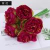 Fabricante Venta al por Mayor Flores Artificiales Estilo Europeo Atadas a Mano 5 Peonías Decoración del Hogar Flores Falsas Suministros para Bodas Adornos Venta al por Mayor