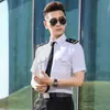 Uniforme de Piloto, Auxiliar de Vuelo, Capitán, Ropa de Trabajo de Seguridad Masculina, Camisa Blanca, Camisa con Hombreras, Traje de Manga Corta de Verano