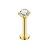 Joia para piercing de lábio com dentes internos, garra de liga de titânio europeia e americana, zircônia, joia para piercing de osso da orelha F136 G23 Decoração de lábio com incrustação de diamante