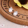 Pendientes de Botón Florales con Pedrería y Perlas Estilo Coreano para Venta Caliente en Mercados Callejeros para Mujeres, Pendientes Pequeños de Joyería Geométricos con Pedrería en Forma de Corazón, Acero Inoxidable