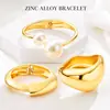 Shein Europeo y Americano Joyería Transfronteriza Ins Pulsera Irregular Plegada de Aleación con Gota de Agua Cruz Perlas Conjunto para Mujer