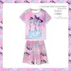 Novo Pijama de Verão para Meninas, Colorido Dopamina Soltinho Manga Curta Conjunto Fofo para Casa para Crianças Maiores